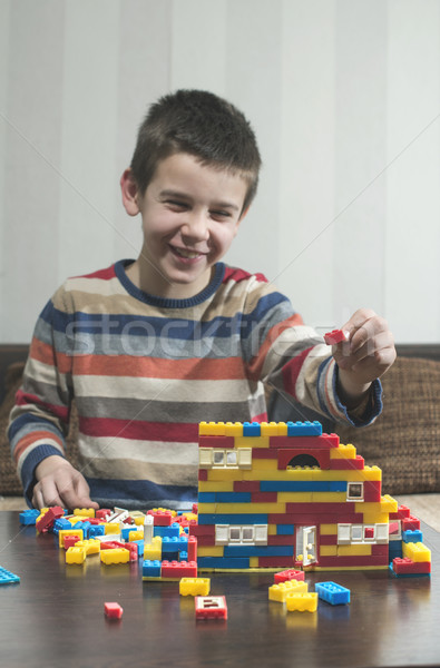 Child play with children's constructor toys Stock photo © deyangeorgiev