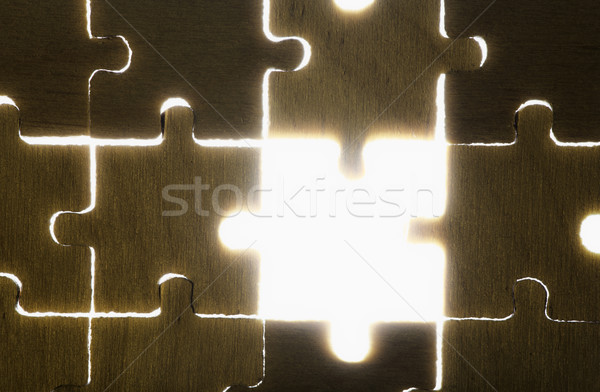 Stockfoto: Houten · puzzel · achtergrondverlichting · abstract · groep