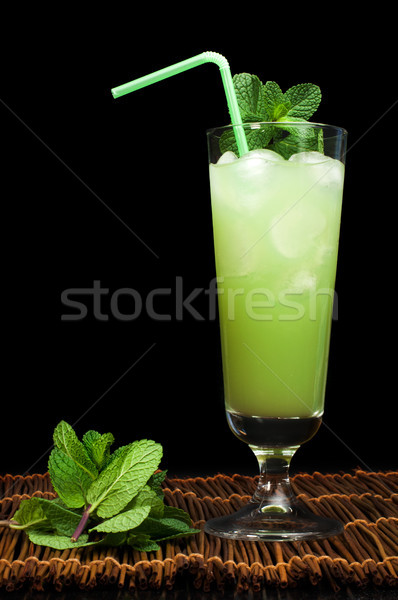 Green cocktail with cubes ice Stock photo © deyangeorgiev