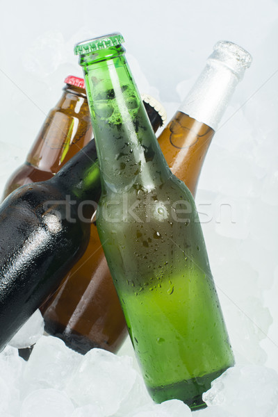 Verde bottiglia birra ghiaccio bar Foto d'archivio © deyangeorgiev