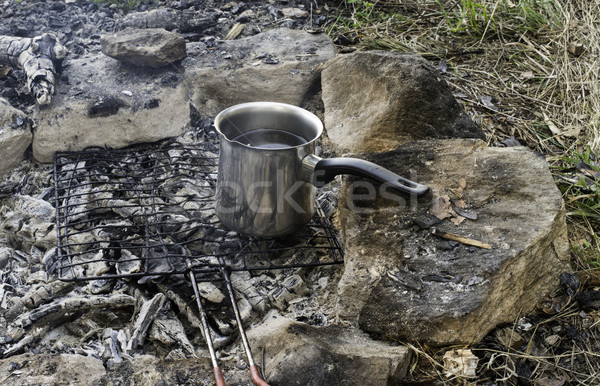 Stock photo: Making tea and coffee in the nature