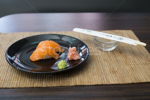 Sushi bar Tabelle Lachs Restaurant rot Stock foto © deyangeorgiev