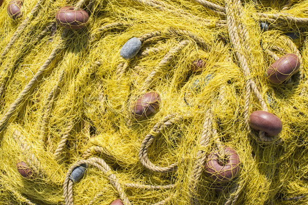 Balık tekne sarı net Yunanistan su Stok fotoğraf © deyangeorgiev