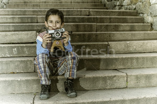 Nino escaleras ninos ninos Foto stock © deyangeorgiev