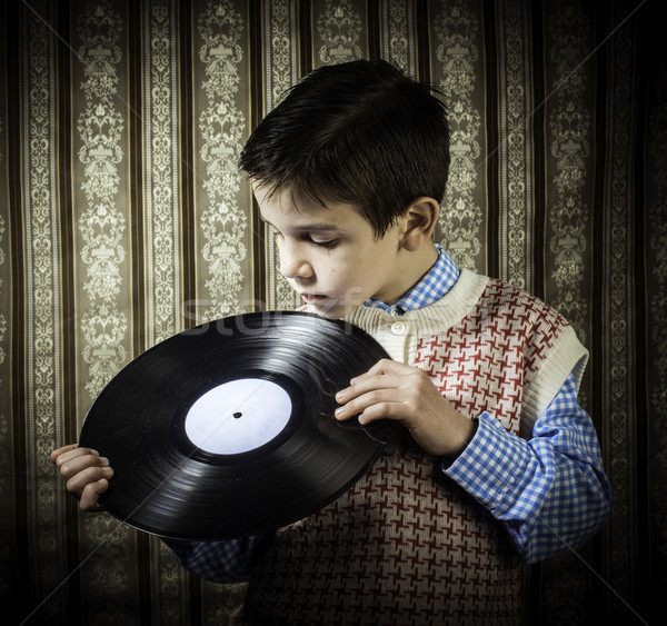 Dziecko utrzymać lp muzyki dziewczyna projektu Zdjęcia stock © deyangeorgiev