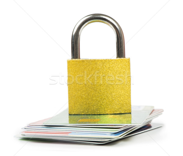 Grey locked padlock and credit cards. Stock photo © deyangeorgiev