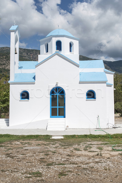 Tipik Yunan kilise beyaz mavi Yunanistan Stok fotoğraf © deyangeorgiev