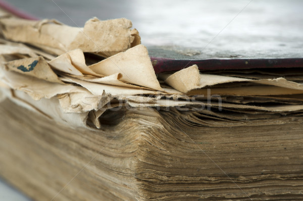 Stock photo: Old worn paper sheets of book