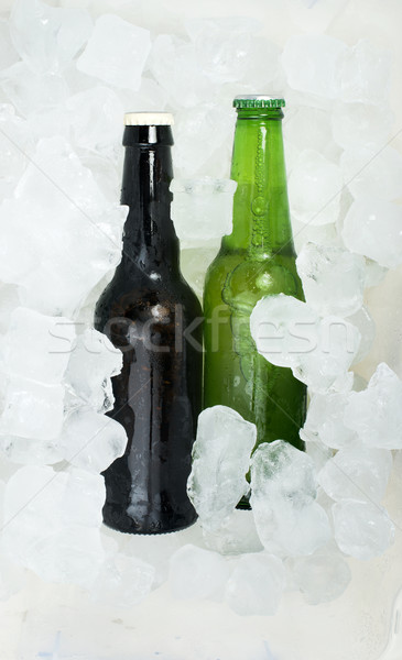 Stockfoto: Groene · fles · bier · ijs · bar