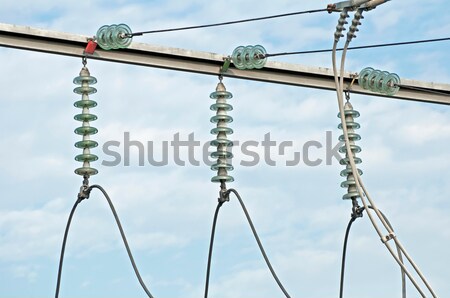 High-voltage wires and transformers Stock photo © deyangeorgiev