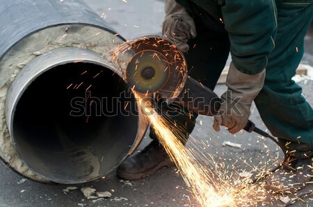 Hands of woodcarver make ​​wooden bowl Stock photo © deyangeorgiev