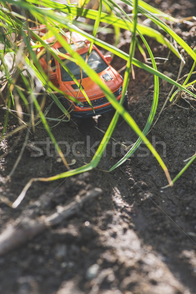 Small red off road car toy in the nature Stock photo © deyangeorgiev