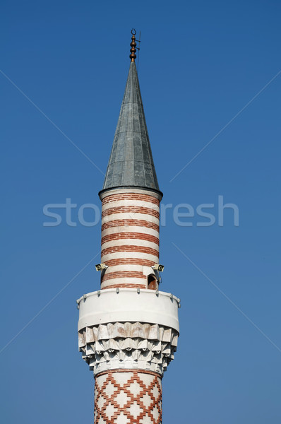 Minare cami mavi gökyüzü Bina inşaat taş Stok fotoğraf © deyangeorgiev