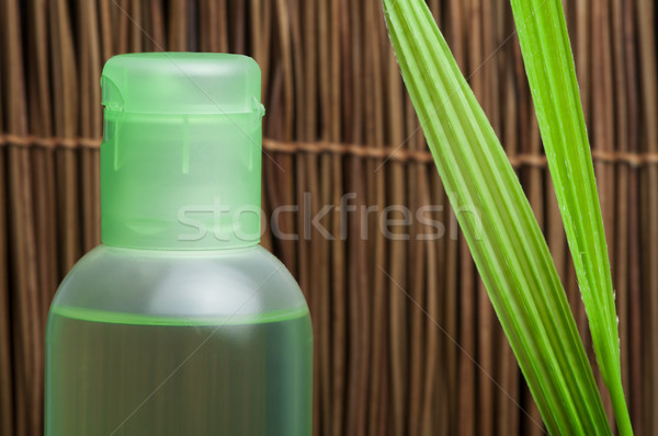 Foto stock: Verde · cosmético · garrafa · folha · folha · verde · cópia · espaço