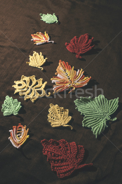 Gestrickt Herbstlaub braun Textil Natur Hintergrund Stock foto © deyangeorgiev