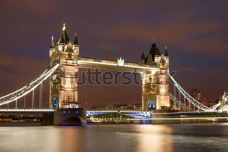 London Tower Bridge Sonnenuntergang beleuchtet unterschiedlich Farben Stock foto © deyangeorgiev