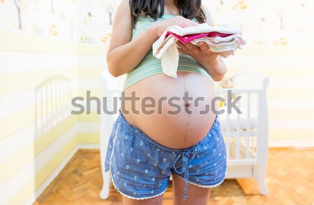 Terhes nők baba szoba család boldog Stock fotó © deyangeorgiev