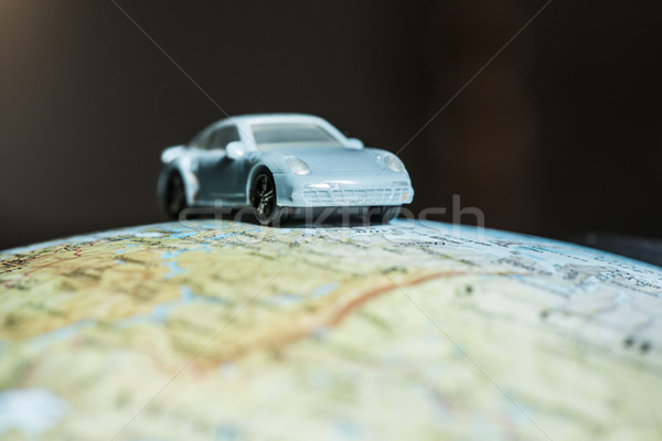Foto stock: Carro · globo · descobrir · miniatura · brinquedo · mapa
