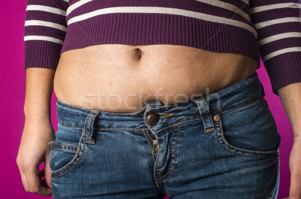 Nő farmer has túlsúlyos test egészség Stock fotó © deyangeorgiev