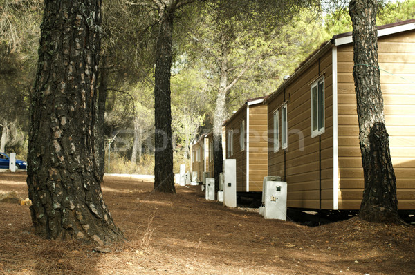 Stockfoto: Mobiele · huizen · bruin · bungalow · camping · huis