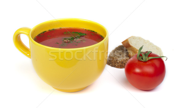 Zupa pomidorowa pomidorów biały odizolowany liści zdrowia Zdjęcia stock © deyangeorgiev