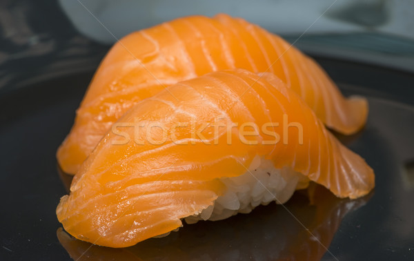 Sushi bar Tabelle Lachs Restaurant rot Stock foto © deyangeorgiev