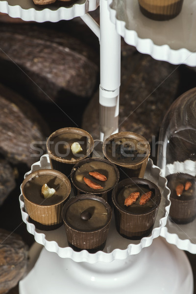 Chocolate bonbons in dish Stock photo © deyangeorgiev