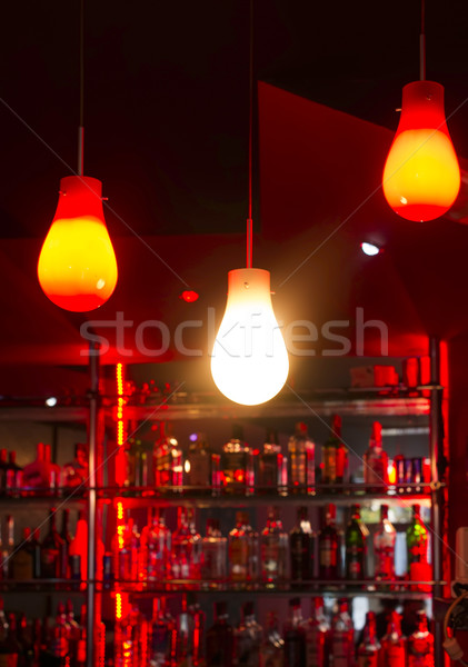 Zdjęcia stock: Lampy · noc · bar · czerwony · światła · strony