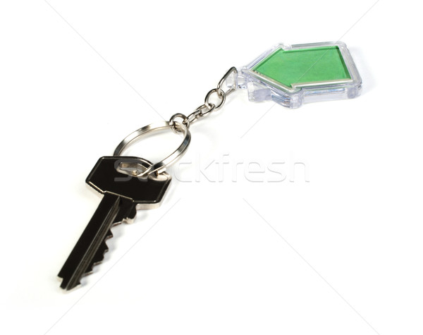 Stock photo: Keychain with figure of green house