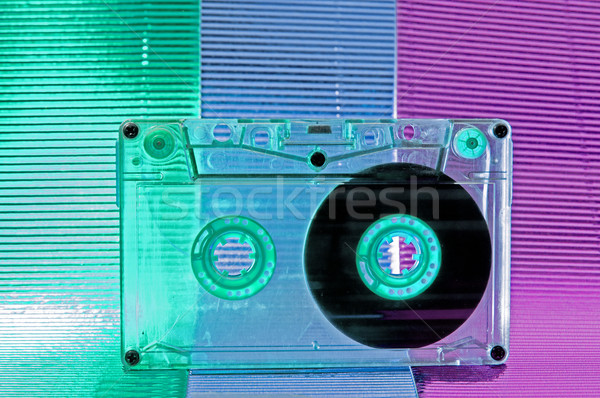 Kassette Band transparent rosa blau Hintergrund Stock foto © deyangeorgiev