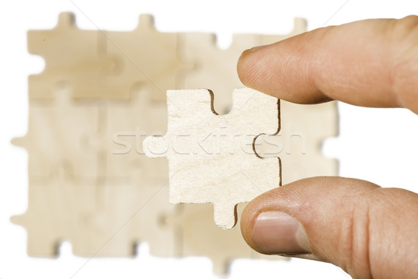 Legno puzzle bianco mano Foto d'archivio © deyangeorgiev