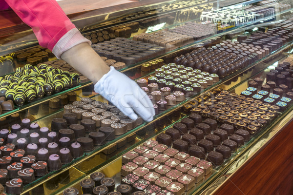 Chocolate candy in a store window Stock photo © deyangeorgiev