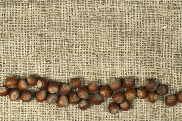 Closeup hazelnuts on burlap Stock photo © deyangeorgiev