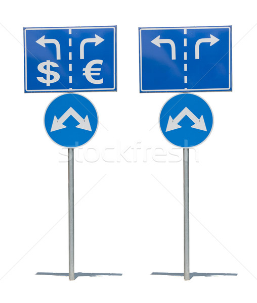 Kruispunt verkeersbord twee pijl business achtergrond Stockfoto © deyangeorgiev