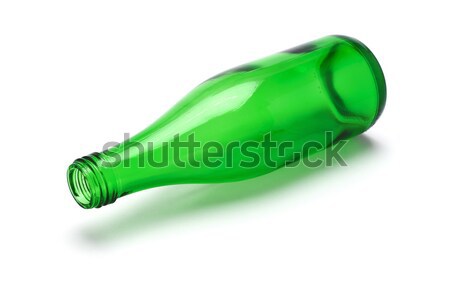Stockfoto: Lege · groene · fles · glas · geïsoleerd · witte