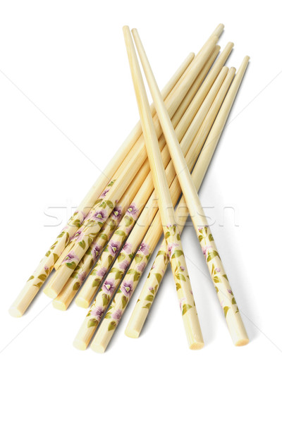 Chino palillos bambú blanco flor grupo Foto stock © dezign56