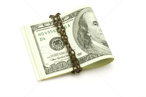 100 US dollars securely chained  Stock photo © dezign56