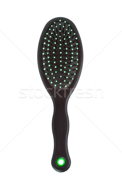 [[stock_photo]]: Noir · brosse · à · cheveux · blanche · beauté · massage