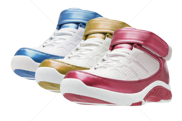 Fila colorato basket formatori bianco sfondo Foto d'archivio © dezign56