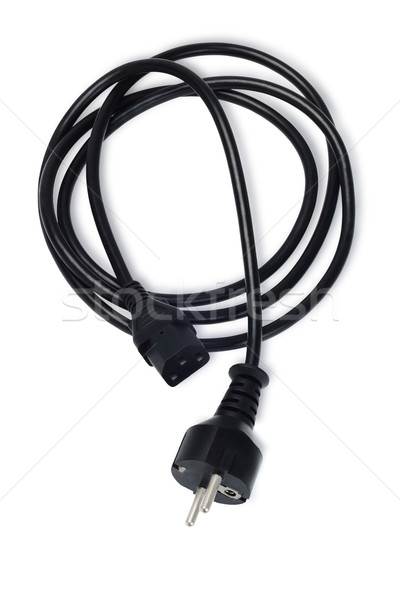 Czarny zasilacz kabel wtyczkę biały komputera Zdjęcia stock © dezign56