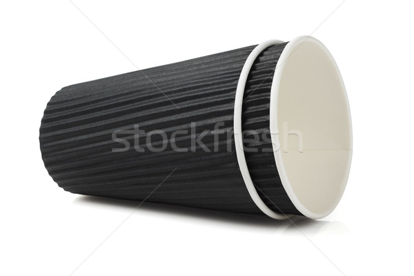 Negru hârtie cupe cesti de cafea cafea ceaşcă Imagine de stoc © dezign56