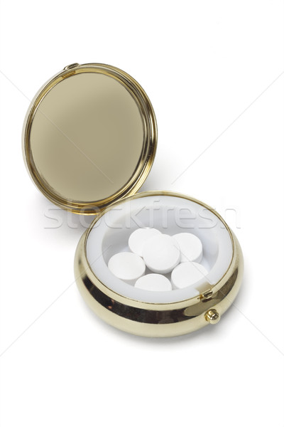 Medicină metal pilulă recipient alb obiect Imagine de stoc © dezign56