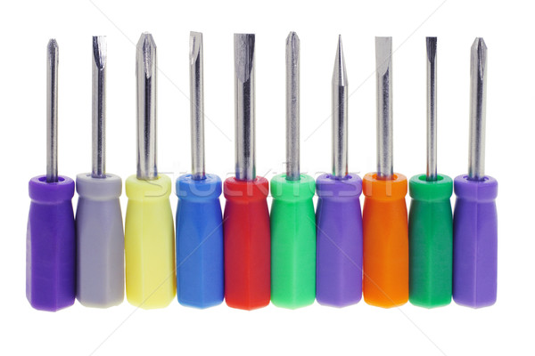 Stock photo: Assortment of colorful screwdrivers 