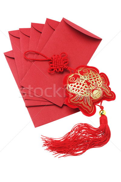 Pesce ornamento rosso capodanno cinese carta cinese Foto d'archivio © dezign56
