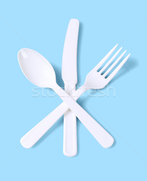 Disponibil plastic tacâmuri furculiţă lingură cuţit Imagine de stoc © dezign56
