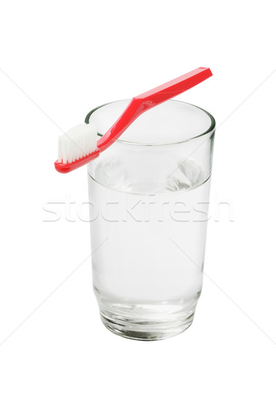 Cepillo de dientes vidrio agua blanco color taza Foto stock © dezign56