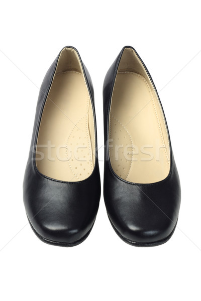 Czarny skóry buty biały biuro moda Zdjęcia stock © dezign56
