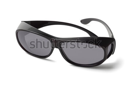 Foto stock: Desgaste · gafas · de · sol · post · ojo · cirugía · blanco