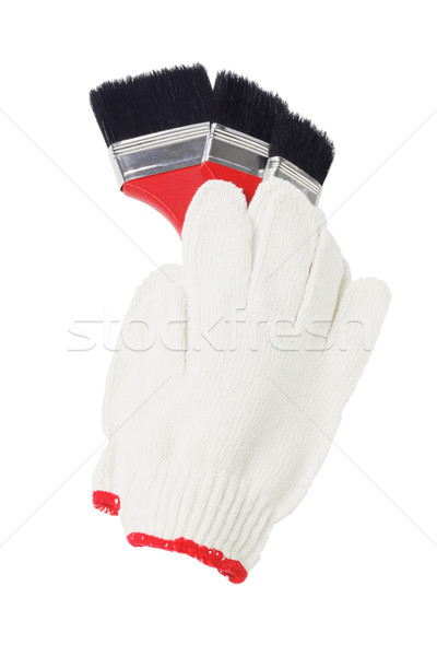 Malen Baumwolle Handschuhe weiß Holz Bau Stock foto © dezign56