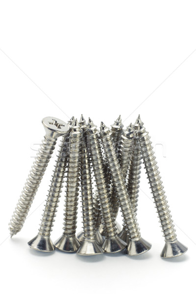 Stock photo: screws standing vertically